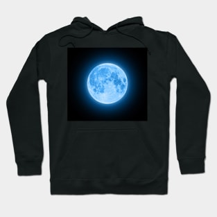 Blue Super Moon Glowing With Blue Halo Hoodie